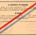 Carte Laissez-Passer de 1944 pour la circulation libre pendant le couvre-feu