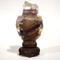 Pot couvert en quartz rose/violet orné de trois salamandres, Chine, XXe siècle