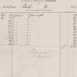 Facture 1911 : Boulangerie-Pâtisserie Urbain Lambert-Jungers Rue de la Porte-Neuve