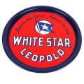 White Star Enameled Tray from Brasserie Léopold, dimensions 31.5 x 20 cm