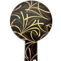 Miroir à main en bronze décoré, paysage lacustre et hérons, boîte en bois