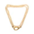 Cultured pearl necklace with clasp in 18K yellow gold, 87 cm
