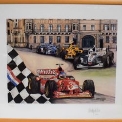 Sérigraphie signée et numérotée d'Hilaire Diedenhofen, "Course devant le Palais Grand-Ducal"