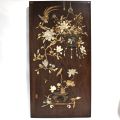 Wooden panel inlaid with wood, mother of pearl, bone and ivory