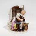 Paul-Louis CYFFLÉ, The sausage maker and the linnet, Polychrome porcelain