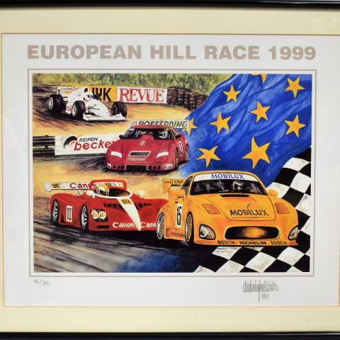 Sérigraphie signée et numérotée sur les voitures de course de Hilaire Diedenhofen