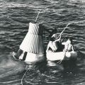 Recovery of the GEMINI module from the sea: 1975 vintage NASA silver print