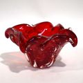 Vide poche en verre MURANO rouge, corolle, hauteur 9,5 cm - Élégance en verre