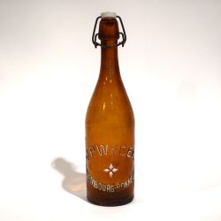 Bouteille de bière ancienne avec gravure "J.P. WEBER. Luxembourg-Bonnevoie"