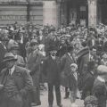 (WAR II) Photo card of a crowd in front of the Cercle Place d'Armes