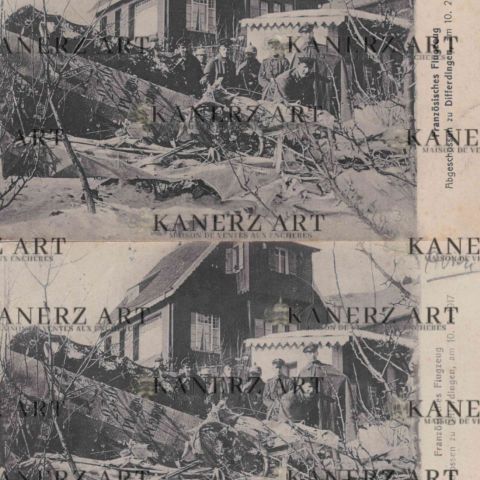 Cartes postales de l'avion français abattu à Differdange en 1917
