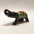 Éléphant barrissant en noir, pièce unique de 11,5 cm en couverture rouge-verte