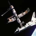 Atlantis' historic first docking with the Mir station in 1995