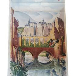 Affiche touristique originale "Visit Luxembourg" des années 30, dessinée par Jean-Pierre Gleis
