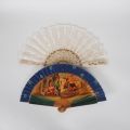 Two fans from the early 20th century: ivory-colored lace and bullfighting motifs