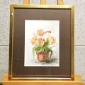 Watercolour signed by Marie-Paule Fixmer, "Pot de primevère", 31 x 23 cm