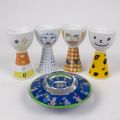 Set aus 6 Eierbechern und einem Teelichthalter RITZENHOFF aus Porzellan und Glas