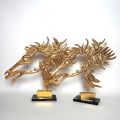 Pair of Brutalist horse head sculptures by Philippe Cheverny