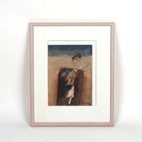 Œuvre signée d'Émile Kirscht, technique mixte, 1993, prix Grand-Duc Adolphe