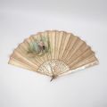 Mother-of-pearl and silk fan, elegantly decorated, circa 1860–1880, 26 cm