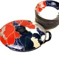 Ensemble vaisselle Orientalys Christofle : Porcelaine fleurie, parfait état