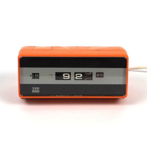 Horloge-réveil rétro orange et noir ITT NOVA des années 70, non fonctionnelle