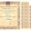 250-Franc Share Certificate of the Comptoir d'Escompte de Reims, 1924, 20 copies