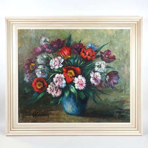 Lily Unden, Bouquet de fleurs, huile sur toile, 72 x 86 cm, signé