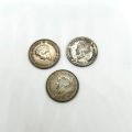 Zusammenstellung von 3 Münzen 5 Francs Großherzogin Charlotte in Silber 1929