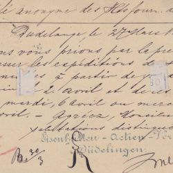 Carte-postale de correspondance et signature autographe pour les Hauts-Fourneaux d'Hollerich (1885)