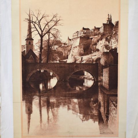 Affiche touristique vintage de LUXEMBOURG-VILLE de l'entre-deux guerres